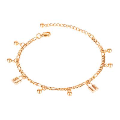 China Hot Selling Trendy Trendy Rose Gold Women Anklets Custom Personality Pearl Chain Bracelet for sale