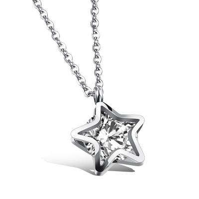 China FASHIONABLE Supplier Sterling Silver Star Diamond Woman Necklace Trendy Shiny Jewelry for sale