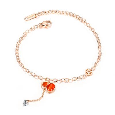 China Best Design Trendy Shiny Women's Valentine Day Ankh Anklets Beaded Rhinestone Anklet Chain for sale