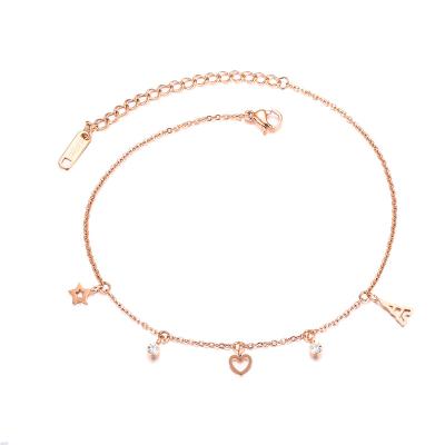 China Rose Gold Anklet For Women Trendy Popular Attractive Trendy Dangling Single Queen for sale