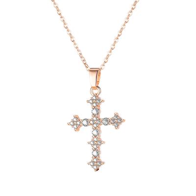 China Fashion Jewelry High Quality Custom Made Zircon Hot Selling Trendy Hot Selling Cross Pendant Necklace for sale