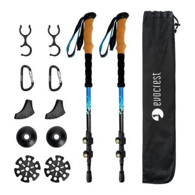 China Cork Ready to board 3K carbon fiber trekking poles for hiking for sale