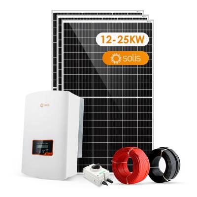 China Commercial Portable Solis Kit On Grid Inverter Solar 15 20 25 KVA Whole Power System For Home Commercial for sale