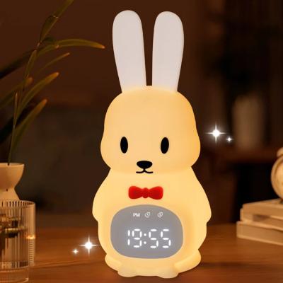 China Cute Silicone Led Night Light Table Alarm Clock with Digital LED Display and Snooze for sale