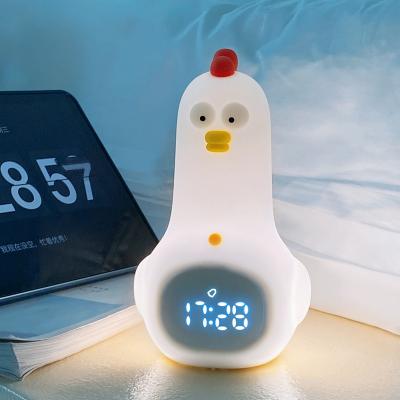 China Kids Kung Fu Chicken Alarm Clock with Digital Display Night Light and Smart Features for sale