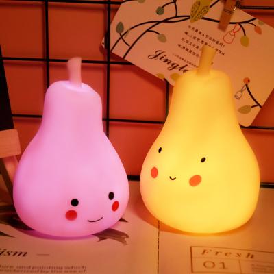 Cina Mini Led Nightlight Pear Avocado Lampade a forma di supporto Dimmer Compatto Baby Night Light in vendita