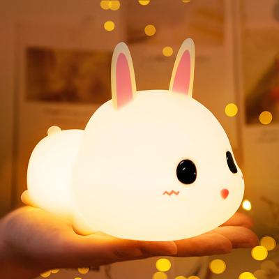 China Silicone Lovely 7 Colors LED Children Animal Night Light Cartoon Baby Nursery Lamp Bunny Rabbit for sale