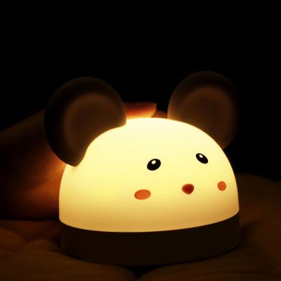 China Super Cute Mouse Silicone LED Toy Lamp with Soft Squish Silicone and 7 Colors Changing for sale