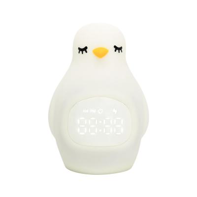 China Bedside Decorative Mini Penguin LED Night Light Clock Touch Sensitive Smart Sleep Lamp for sale