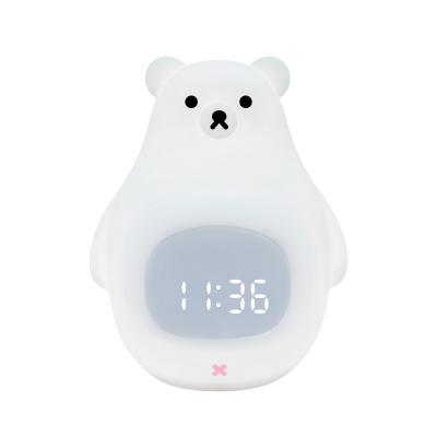 China Luz del sol Rayo de sol Reloj de alarma Niños Luz nocturna Bonita forma de oso para el entrenamiento del sueño en venta