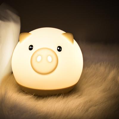 China Kids Soft Silicone LED Toy Night Light with Sound and Cute Baby Pig Design DIY 0.168kg for sale