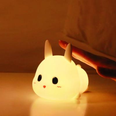 China Custom Light Source Cartoon Rabbit Silicone Night Lamps Lights 3D LED Night Light For Kids for sale