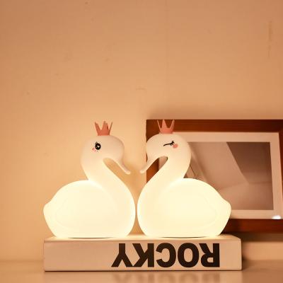 China Switch Control Baby Night Electronic Product Bedroom Swan Led Kids Silicon Night Lamp For Children for sale