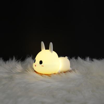 China Cartoon Rabbit Silicone LED Night Light Timing Off Sleep Companion Color Changing Kids Holiday Gift for sale