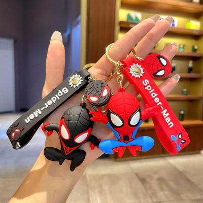 China 3D Silicone Cartoon Anime Movie Doll Hero Spiderman Spider-man Man Iron Rubber Keychain for sale