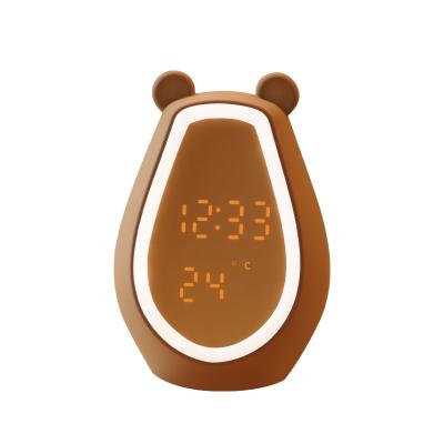 China ABS Cartoon MengDa Beer Dier LED Licht Muziek Licht Studenten Kleine wekker Clock Nachtlicht Te koop