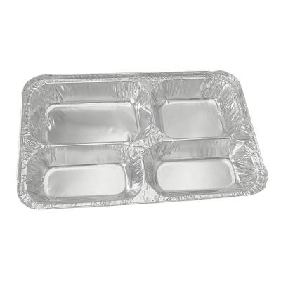 China Food Packaging Three Compartment 5 Compartment 4 Compartment Aluminum Foil Disposable Food Serving Tray for sale