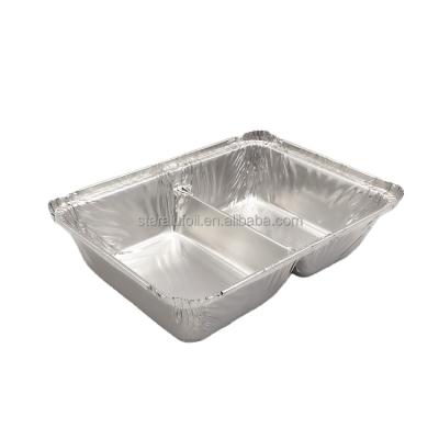 China Disposable Food Wrapping Aluminum Foil Two-Grid Dinner Dish for sale