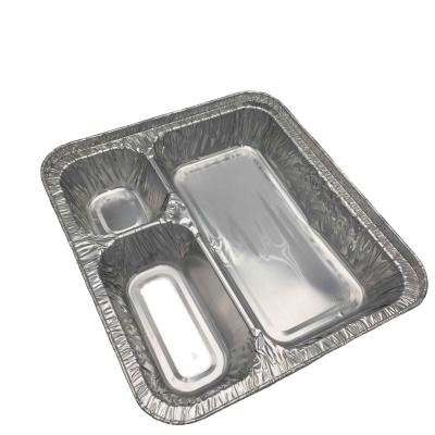 China Aluminum Foil 3-Compartment Food Tray Compartment Food Tray for sale