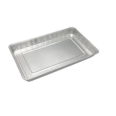 China Rectangular Baking Pan Aluminum Foil Baking Food Container With Lid Plastic Cover for sale