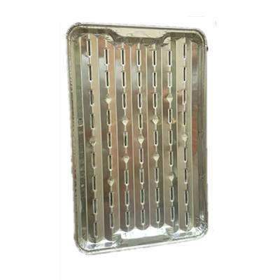 China Food wrap factory sale large aluminum foil barbecue tray with gas cavity, BARBECUE aluminum foil barbecue tray for sale