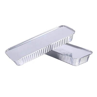 China Large Flan Takeout Disposable Aluminum Foil Food Pan Disposable Baking Oblong Terrines for sale