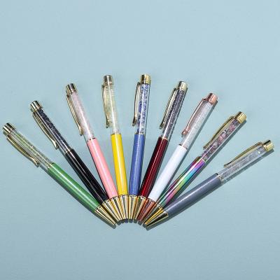 China Wholesale Custom Eco-friendly Business Logo Gravel Metal Natural Crystal Ballpoint Pens For Office School Advertising Gift for sale