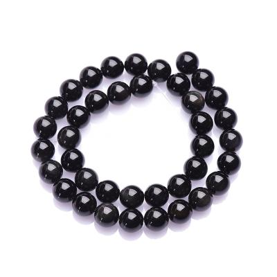 China Wholesale High Quality Natural Soft Round Black Agate Gemstone Eco-friendly Loose Beads For Beaded Bracelet Jewelry for sale