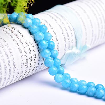 China Wholesale Natural Crystal Blue Round Healing Gemstone 10mm Eco-friendly Bead Diy Handmade Jewelry Making Loosely Beaded Bracelet Necklace for sale