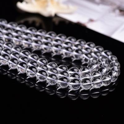 China Eco-friendly Natural White Transparent Beads Diy Crystal Stone Loose Beads Semi-Finished Buddha Bead Bracelet Necklace Jewelry for sale