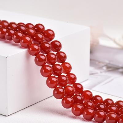 China Eco-friendly Natural Red Agate Crystal Chalcedony Round Loose Beads for DIY Jewelry Accessories Making Bracelet Necklaces Wholesale for sale