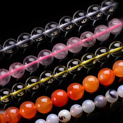 China Eco-Friendly Round Crystal Polished Semi-Finished Handmade DIY Beads Loose Beaded Natural Stone For Jewelry Making Accessories Wholesales for sale