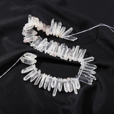 China Wholesale Europe Crystal Single Semi-Finished Clear Clear Quartz Polished Pillar Beads Scattered Stone With Hole Diy Jewelry Making for sale