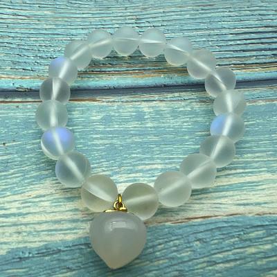 China Customized High Quality Eco-friendly Fashion Natural Stone Gradient Jewelry Bracelet Adjustable Round Heart Beads Bracelets for sale