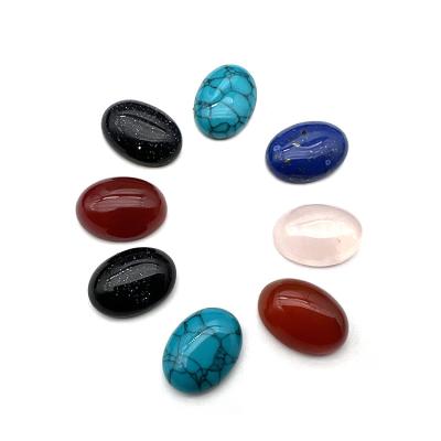 China Natural Blue Red Black Handmade Oval 13mm Flat Stone Ring Face For Key Chain Fashion Jewelry Eco-friendly Accessories Loose Beads for sale