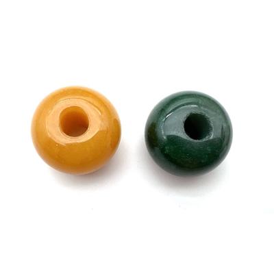 China Wholesale Custom 3x2.8cm Eco-friendly Round Shape Stone Bead Loose Pendant For Necklace Jewelry With Hole for sale