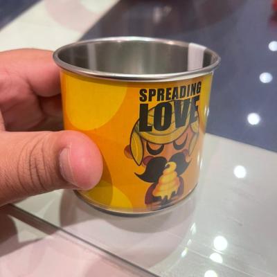 China Mini Ribbed Tin Drinking Can Metal Beverage Can Tin Drinking Cup Threaded Welded Tin Can for sale