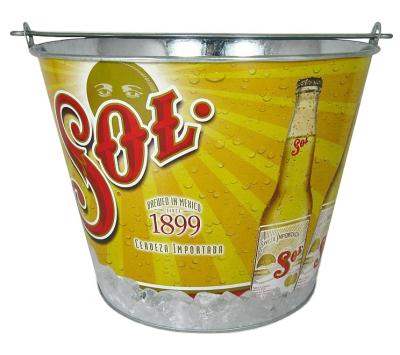 China 8L Sustainable Galvanized Metal Tin Bucket Beer Bucket Ice Bucket Ice Bucket Tin Pail Beverage Tub With Handle for sale