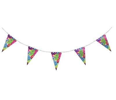 China Plastic Birthday Party Decoration Hanging Bunting Bunting Advertising Plastic Bunting With Triangular Pennants for sale