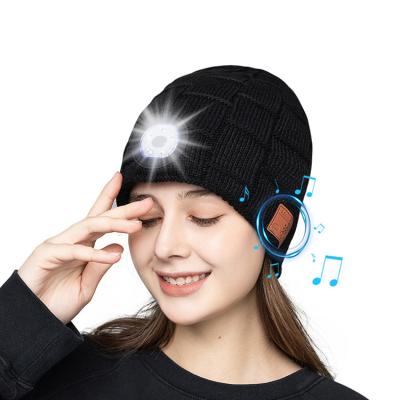 China New Perfect Healthy Knitted Hat Style LED Wireless Sports Headset Wireless Earphones Without MIC for sale