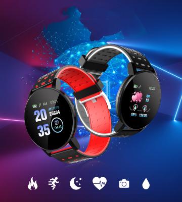 China Round Touch Screen Color Screen Exercise Pedometer 119S Heart Rate and Blood Pressure Monitoring Reminder Below 500 Smart Watch for Women for sale