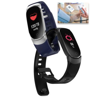 China Durable Touch Screen Temperature Monitor Health Check Message Reminder Black Sports Smart Bracelet for sale