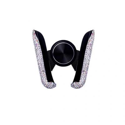 China Multifunctional Diamond-studded Artificial Mobile Phone Holder Air Mouth Mobile Phone Dustproof V-Bracket for sale