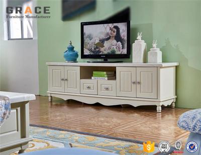 China White Stand Fancy Floor PANEL Z6602 Design TV French Provincial Furniture Cabinet for sale