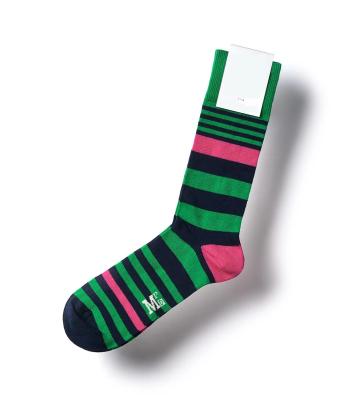 China Wholesale Custom Manufacture Dress Stripe Cotton Green Crew Socks QUICK DRY for sale