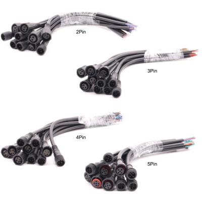 China Power 2Pin 3Pin 4Pin 5Pin 6Pin 8Pin 12Pin M2 Male to Female Led Connector Waterproof IP68 Black Cable For LED Light Strips for sale