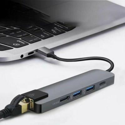 China Aluminum Alloy 8-in-1 USB Type C USB C HDMI To RJ45 SD/TF Card Reader PD 4K HDMI Cable Computer Accessories Adapter Type C Hub for sale