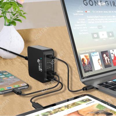 China Mobile Phone and tablet Charging Power Adapter QC3.0 USB-C Multi-port Fast GaN Tech 5 Ports 100W USB Smart Charger GaN PD Charger 100W Usb Adapter for sale