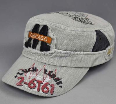 China JOINT Sublimation Military Hats Caps With Embroidery Patch Distressed Denim Hats for sale