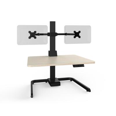 China Commercial Furniture Sit Stand Workstation Standing Desk Converter With Dual Monitor Mount for sale